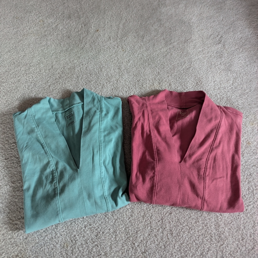 Pair 100% Cotton Quarter Sleeve V Neck Pullover From Hastings & Smith
